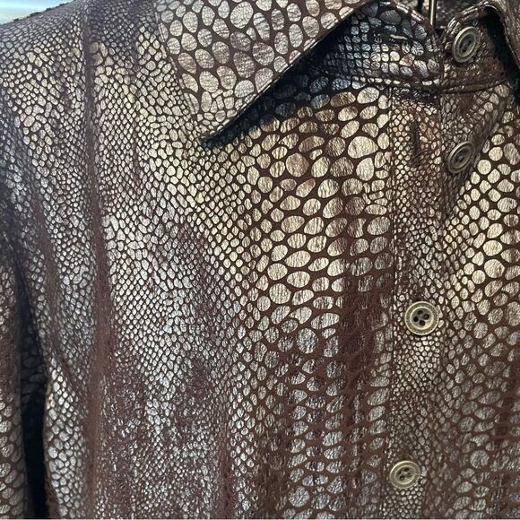 Chico's Brown and Silver Snakeskin Print Long Blouse Womens Size Medium 8-10 - Picture 5 of 9